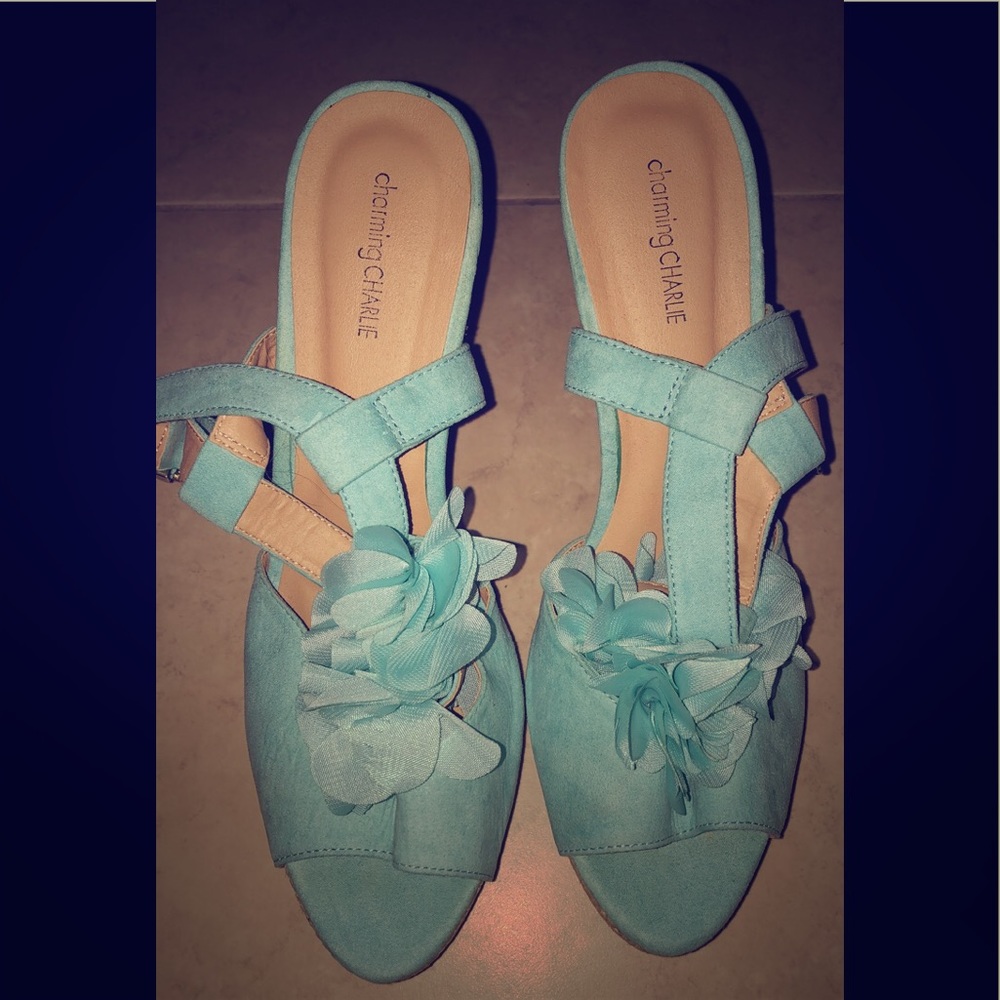 Tiffany Blue Teal Suede Platform Dress Heels